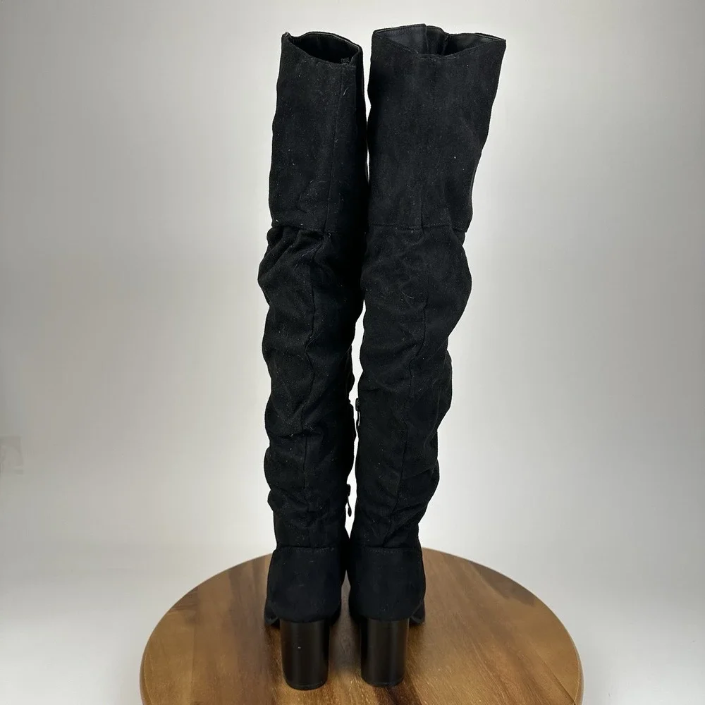 Womens Journee Collection Kaison Black Suede Over The Knee Heel Boots Size 7 WC